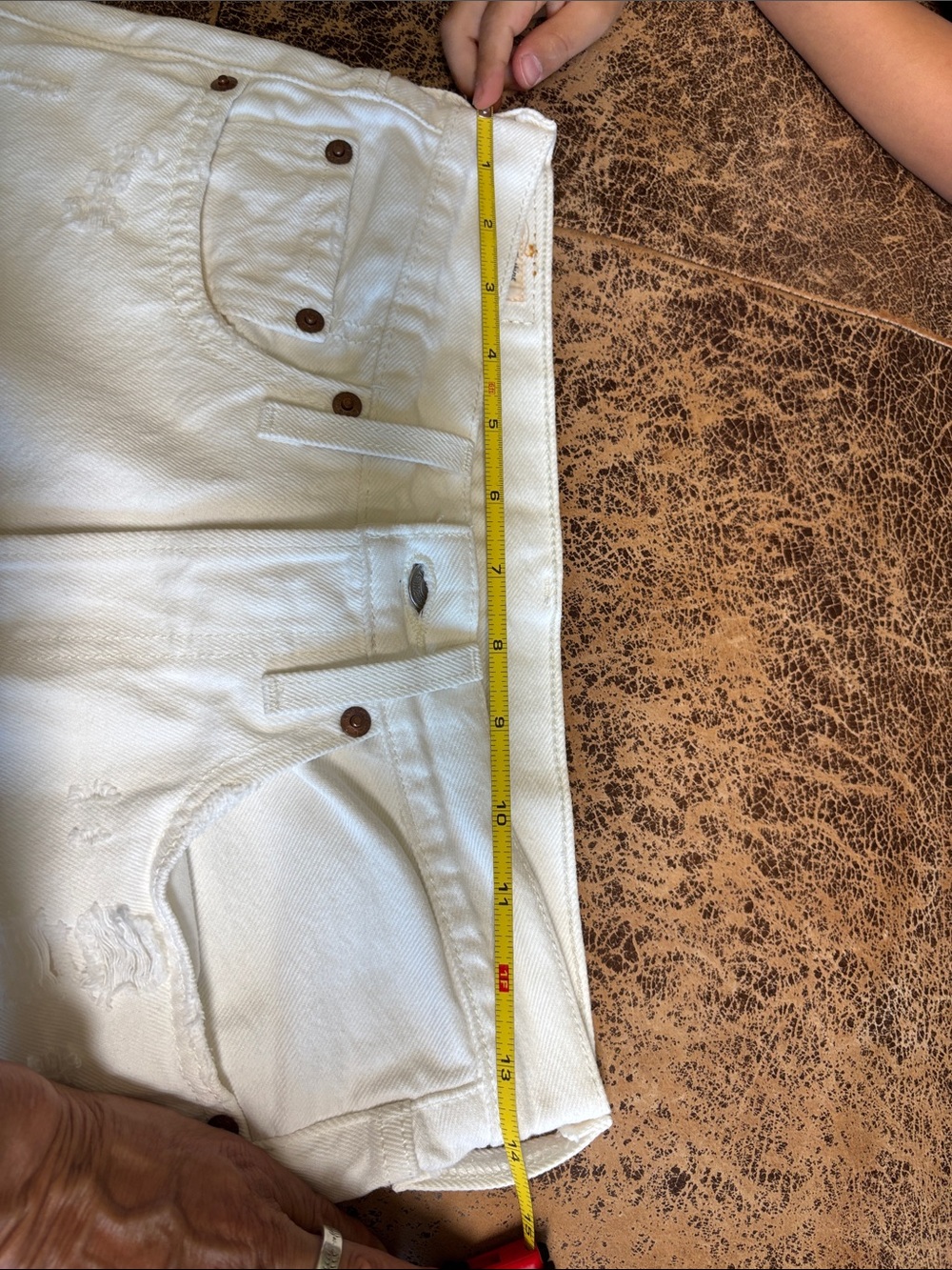 Levi's Cream Frayed Hem Straight Jeans - Picture 9 of 9